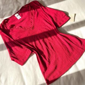 clue y2k red fairy lace top 100% cotton womens medium‎